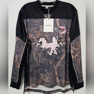 Jaded London Camo Resident Hater Hockey Jersey Top XXS Y2K Streetwear